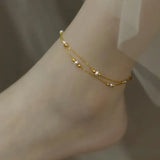 Freshwater Pearl Anklet 14K Gold-Filled Double-Layer Chain Ladies Party Gift