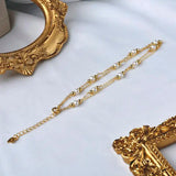 Freshwater Pearl Anklet 14K Gold-Filled Double-Layer Chain Ladies Party Gift