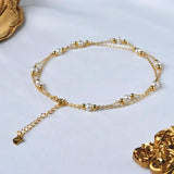 Freshwater Pearl Anklet 14K Gold-Filled Double-Layer Chain Ladies Party Gift