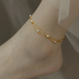 Freshwater Pearl Anklet 14K Gold-Filled Double-Layer Chain Ladies Party Gift