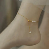 Freshwater Pearl Anklet 14K Filled Jewelry Ladies Adjustable Bead Anklet