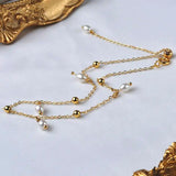 Natural Freshwater Pearl Anklet 14K Gold Filled Chain Retro Jewelry