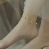 Natural Freshwater Pearl Anklet 14K Gold Filled Chain Retro Jewelry