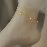 Natural Freshwater Pearl Anklet 14K Gold Filled Chain Retro Jewelry