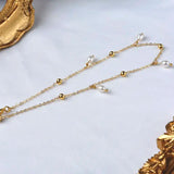 Natural Freshwater Pearl Anklet 14K Gold Filled Chain Retro Jewelry