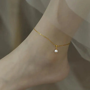 Freshwater Pearl Anklet 14K Chain Style Jewelry