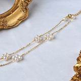 Freshwater Pearl Anklet 14K Plated Necklace Women's Jewelry