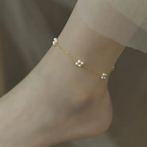 Freshwater Pearl Anklet 14K Plated Necklace Women's Jewelry
