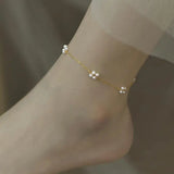 Freshwater Pearl Anklet 14K Plated Necklace Women's Jewelry