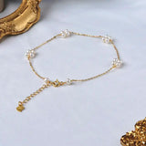 Freshwater Pearl Anklet 14K Plated Necklace Women's Jewelry