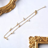 Freshwater Pearl Anklet Garnet 14K Filled Chain Fine Jewelry