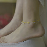 Pearl Anklet Garnet 14K Filled Chain Fine Jewelry Ladies Gift