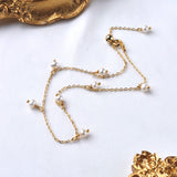 Freshwater Pearl Anklet Garnet 14K Filled Chain Fine Jewelry