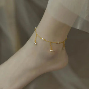 Natural Freshwater Pearl Anklet with 14K Chain-Like Ladies Bracelet