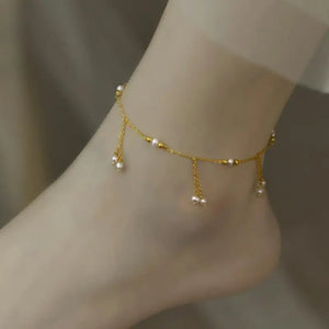 Natural Freshwater Pearl Anklet with 14K Chain-Like Ladies Bracelet