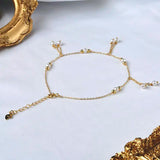 Natural Freshwater Pearl Anklet with 14K Chain-Like Ladies Bracelet