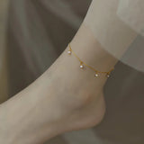 Adjustable Freshwater Pearl Anklet 14K Injection Chain Jewelry