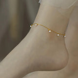 Adjustable Freshwater Pearl Anklet 14K Injection Chain Jewelry