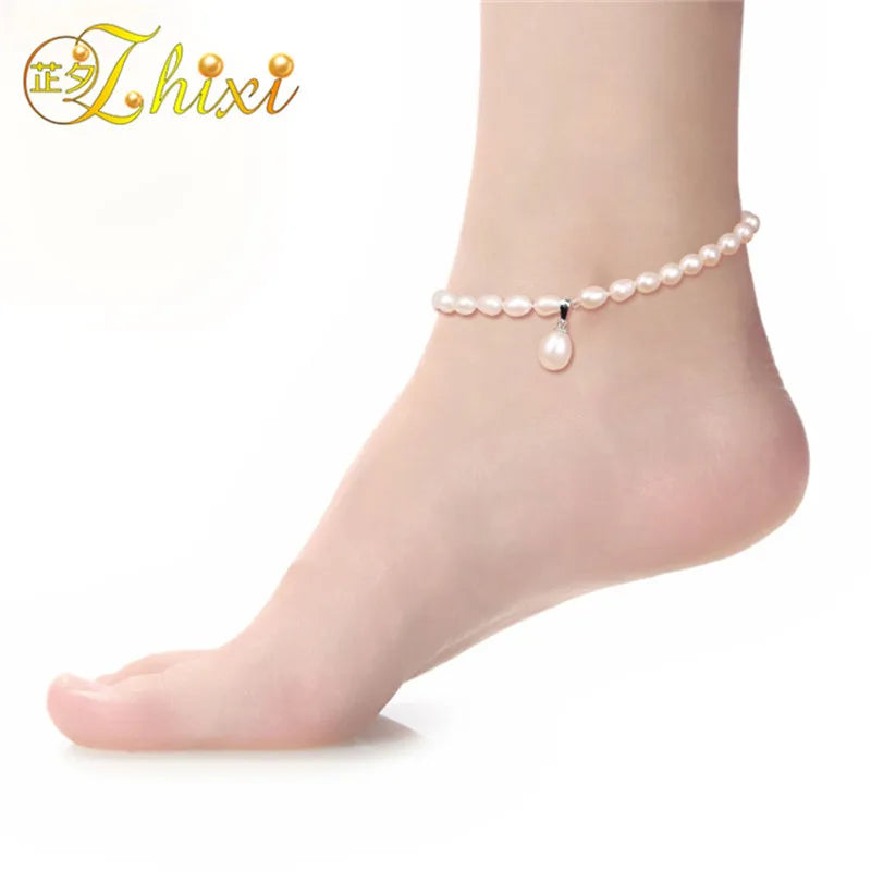 Natural Freshwater Pearl Anklet Water Drop Gift For Women