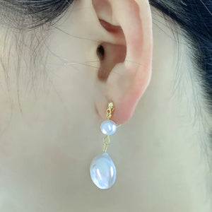 Natural Freshwater Pearl Earring Clip 14K Vintage High Jewelry