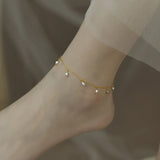 Freshwater Garnet Pearl Anklet 14K Filled Chain Fine Jewelry Gift