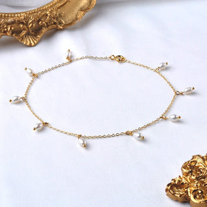 Freshwater Garnet Pearl Anklet 14K Filled Chain Fine Jewelry Gift
