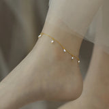 Freshwater Garnet Pearl Anklet 14K Filled Chain Fine Jewelry Gift