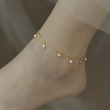 Freshwater Garnet Pearl Anklet 14K Filled Chain Fine Jewelry Gift