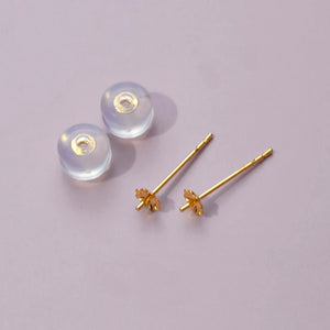Real 18K Diy Stud Earrings Fine Pure Au750 Ear Jewelry Gift