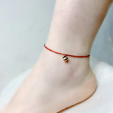 Real 18K Anklet AU750 Gourd Pendant Red Rope Fine Jewelry Gift