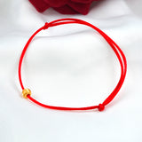 18K Bracelet Pure AU750 Ball Hand Woven Red Rope for Women