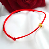 18K Bracelet Pure AU750 Ball Hand Woven Red Rope for Women