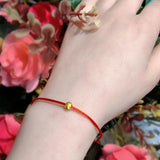 18K Bracelet Pure AU750 Ball Hand Woven Red Rope for Women