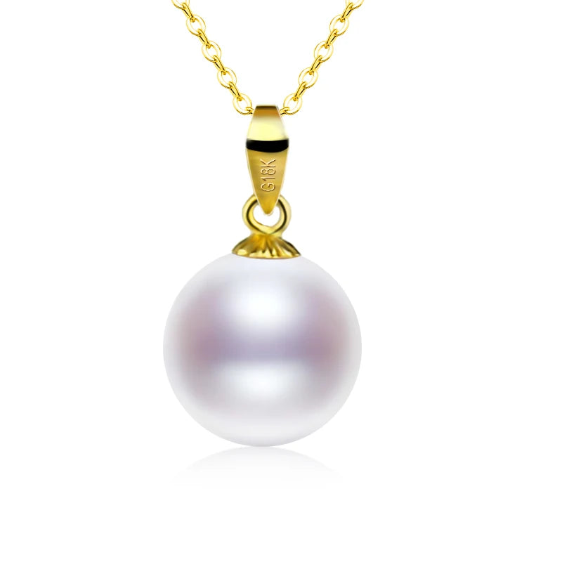 18K Gold Pearl Pendant Necklace for Women D207