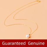 18K Gold Pearl Pendant Necklace for Women D207