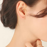 18K Gold Stud Earrings Golden Bead Ball Wedding Gift for Women