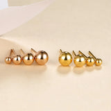 18K Gold Stud Earrings Golden Bead Ball Wedding Gift for Women