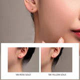 18K Yellow Drop Earrings Fine Jewelry Wedding Gift Pure AU750 Women E513