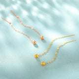 18K Yellow Drop Earrings Fine Jewelry Wedding Gift Pure AU750 Women E513