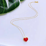 24K Yellow Heart Necklace Pendant for Women Wedding Gift