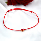 24K Anklet 999 Heart Pendant Red Rope Fine Jewelry