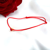 24K Anklet 999 Heart Pendant Red Rope Fine Jewelry