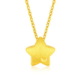 24K Gold Star Pendant Necklace Solid AU750 Chain Women Fine Jewelry X506