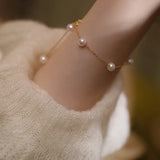 Natural Freshwater Pearl Bracelet S925 Silver Bangle Gift for Women