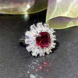 Red CZ Bridal Ring for Wedding Ceremony Party Bling Bling Women Rings