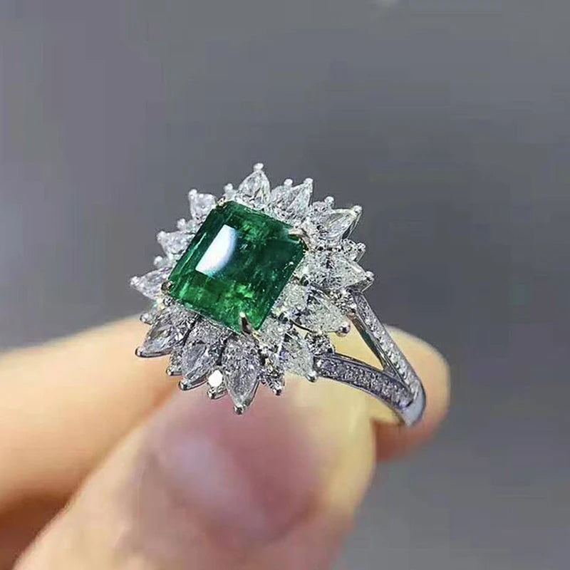 Green CZ Bridal Wedding Party Accessories Women's Rings