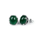 925 Sterling Silver Earring Natural Stone Stud Vintage Jewelry