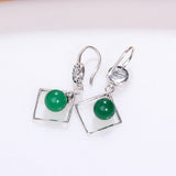 Chalcedony Ruby Drop Earrings 925 Sterling Silver Retro Jewelry