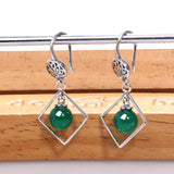 Chalcedony Ruby Drop Earrings 925 Sterling Silver Retro Jewelry