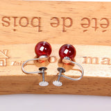 Garnet Gemstone Stud Earrings 925 Sterling Silver Ruby Ball Women Jewelry